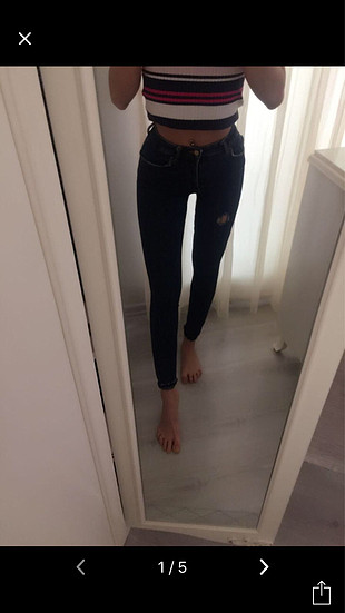 xs Beden mavi Renk Zara yüksek bel jean
