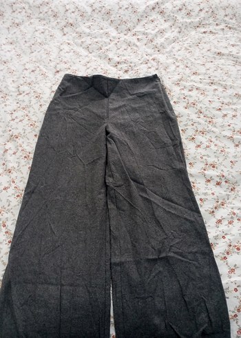Gri Keten Rahat Kesim Kadın Pantolon
