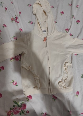 Kız Çocuk krem Kapüşonlu Fermuarlı Sweatshirt - Görsel 2