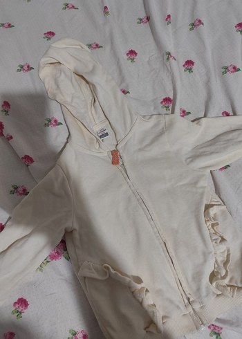 Kız Çocuk krem Kapüşonlu Fermuarlı Sweatshirt - Görsel 5