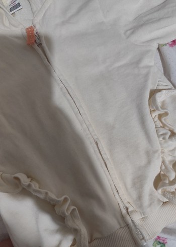 Kız Çocuk krem Kapüşonlu Fermuarlı Sweatshirt - Görsel 6