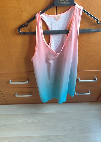 Pembe Mavi Batik V Yaka Kadın Atlet - Görsel 2