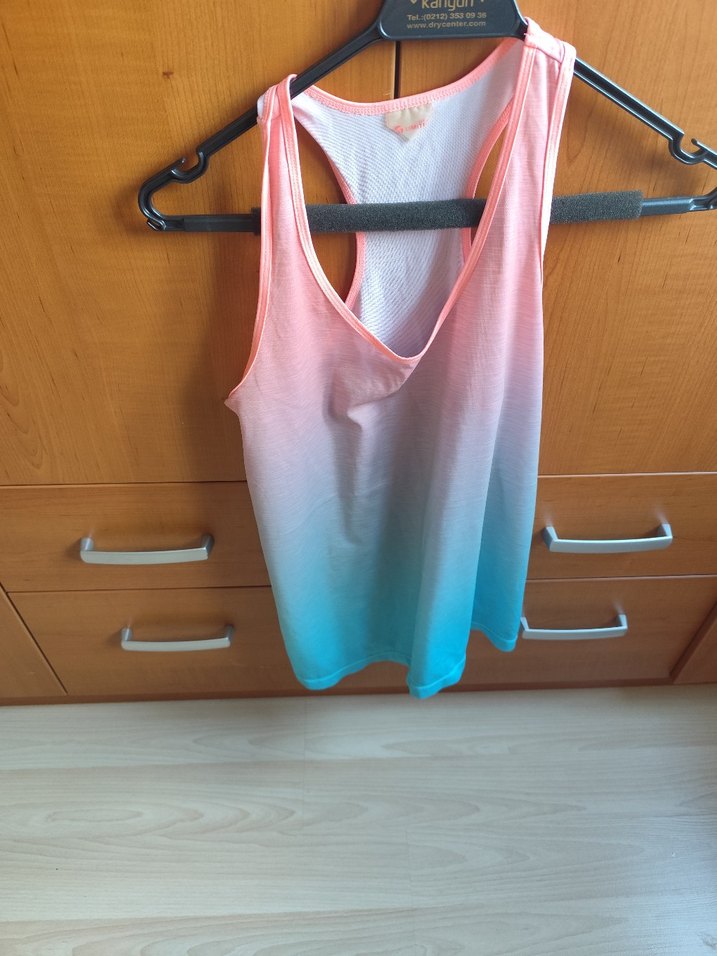 Pembe Mavi Batik V Yaka Kadın Atlet - Görsel 2