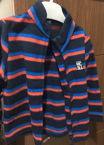 Erkek Çocuk Renkli Çizgili Fermuarlı Ceket - Görsel 2