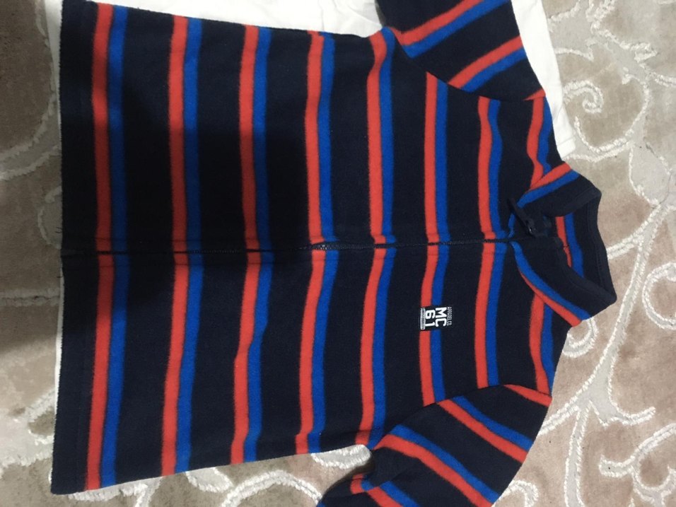 Erkek Çocuk Renkli Çizgili Fermuarlı Ceket - Görsel 3