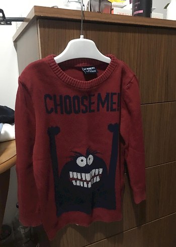 Kırmızı Erkek Çocuk Örgü Yün Sweatshirt - Görsel 2