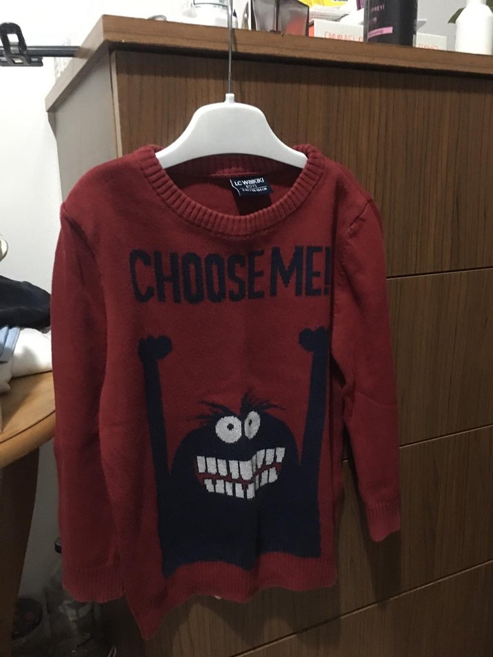Kırmızı Erkek Çocuk Örgü Yün Sweatshirt - Görsel 2