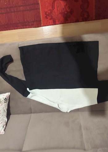 Kadın Siyah Beyaz Triko Sweatshirt - Görsel 3