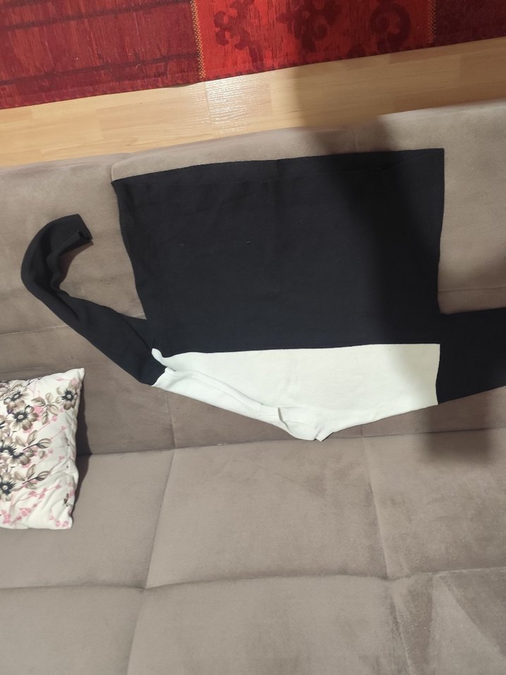 Kadın Siyah Beyaz Triko Sweatshirt - Görsel 2