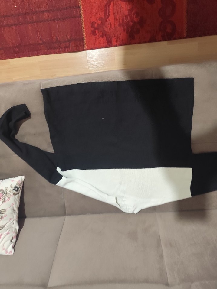 Kadın Siyah Beyaz Triko Sweatshirt - Görsel 3