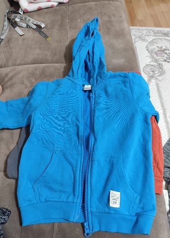 Mavi Kapüşonlu Fermuarlı Erkek çocuk Sweatshirt - Görsel 2