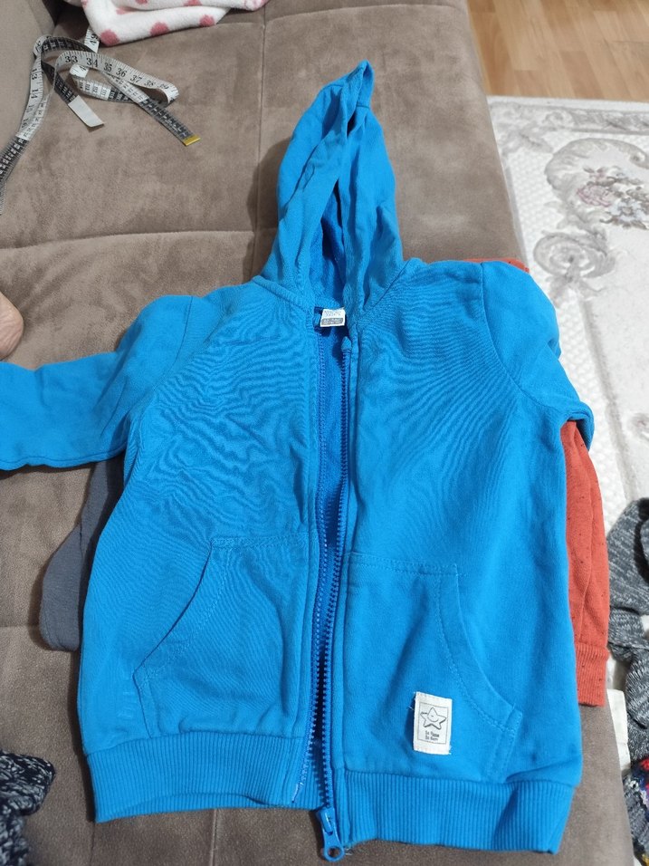 Mavi Kapüşonlu Fermuarlı Erkek çocuk Sweatshirt - Görsel 2