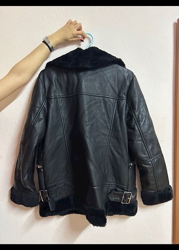 LC Waikiki Kadın Siyah Deri Kürklü Biker Ceket