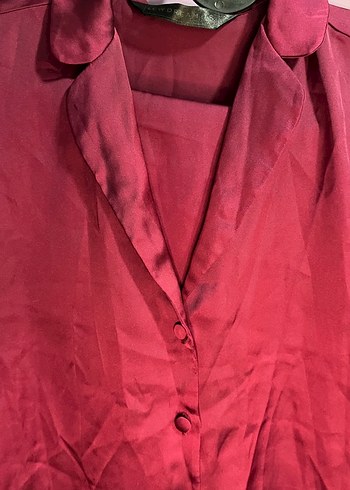 s Beden bordo Renk Saten pijama takımı