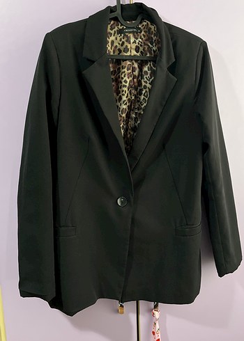 s Beden Siyah içi leoparlı milla blazer ceket