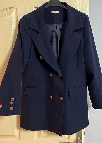 Düğmeli Lacivert Kadın Blazer Ceket