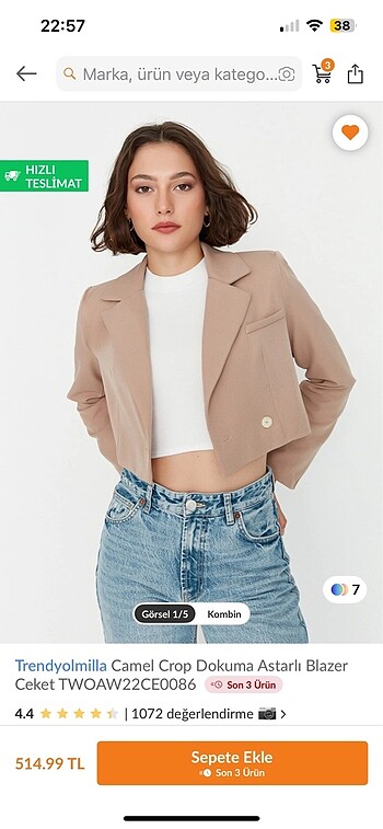 Crop blazer ceket