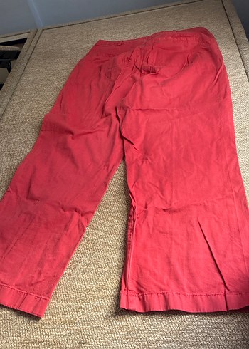 Kırmızı Düğmeli Keten Kadın Pantolon - Görsel 3