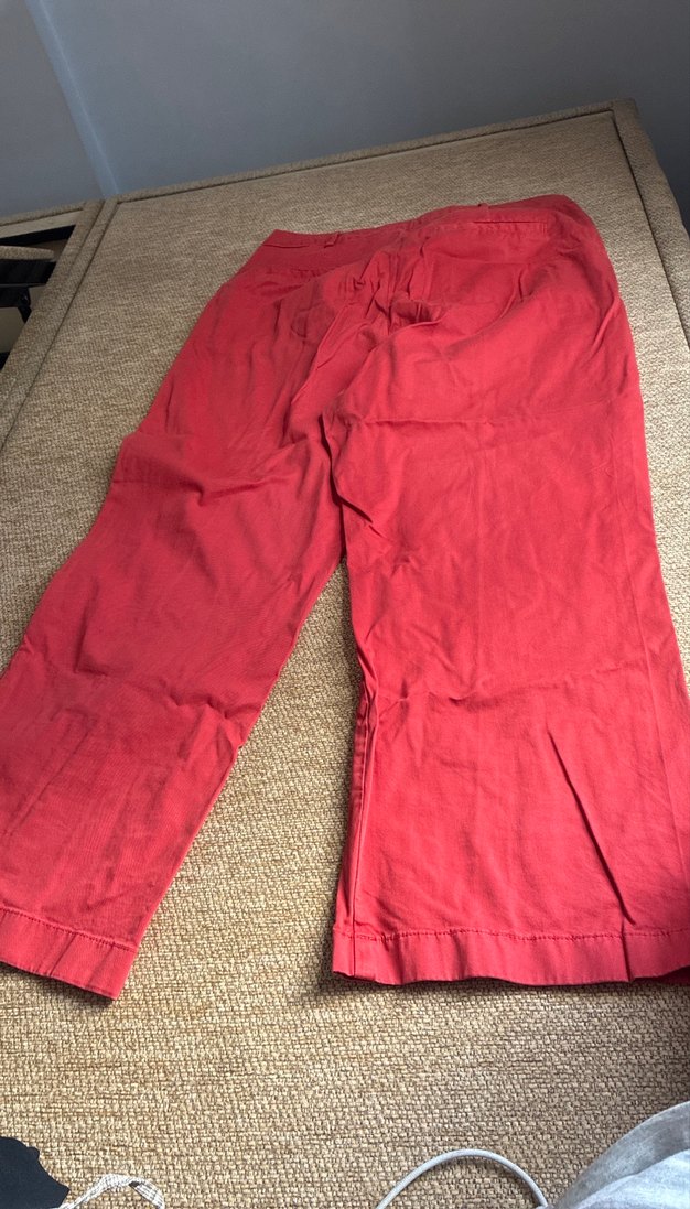 Kırmızı Düğmeli Keten Kadın Pantolon - Görsel 3