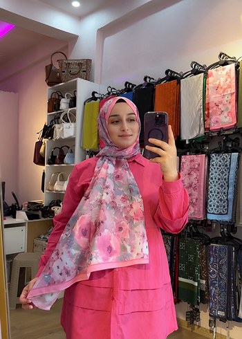 Drapeli Pembe Kadın Tesettür Üst