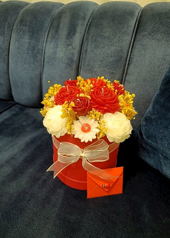 Renkli Çiçekli Mum Aranjmanı - Görsel 3