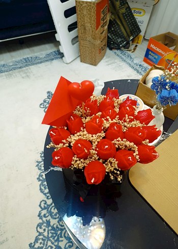 Pastel Pembe ve Beyaz Mum Buketi - Görsel 4