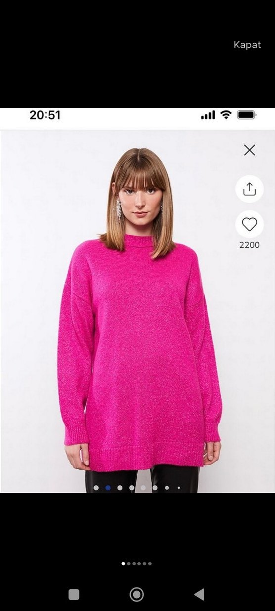 Kadın Pembe Örgü Yün Kazak - Görsel 2