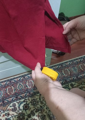 44 Beden KİREMİT RENGİ, EKOSE DETAYLI ELBİSE, GECELİK OLARAK KULLANILIR