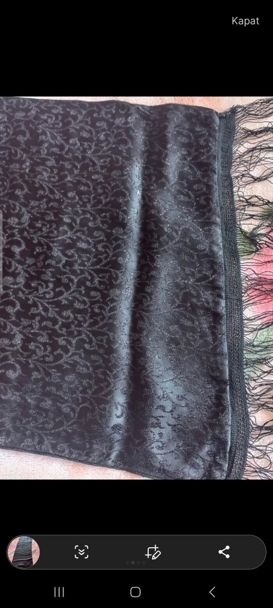 Siyah Kadın Bohem Drapeli Şal - Görsel 2