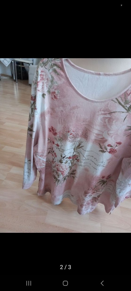 Pembe Çiçek Desenli Uzun Kollu Bluz - Görsel 2