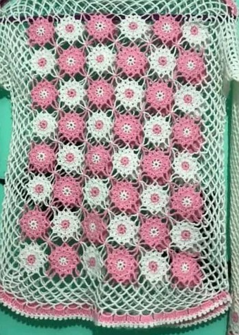 EL EMEĞİ GÖZ NURU, Pembe Dantel Detaylı Bohem Örgü Kazak - Görsel 2