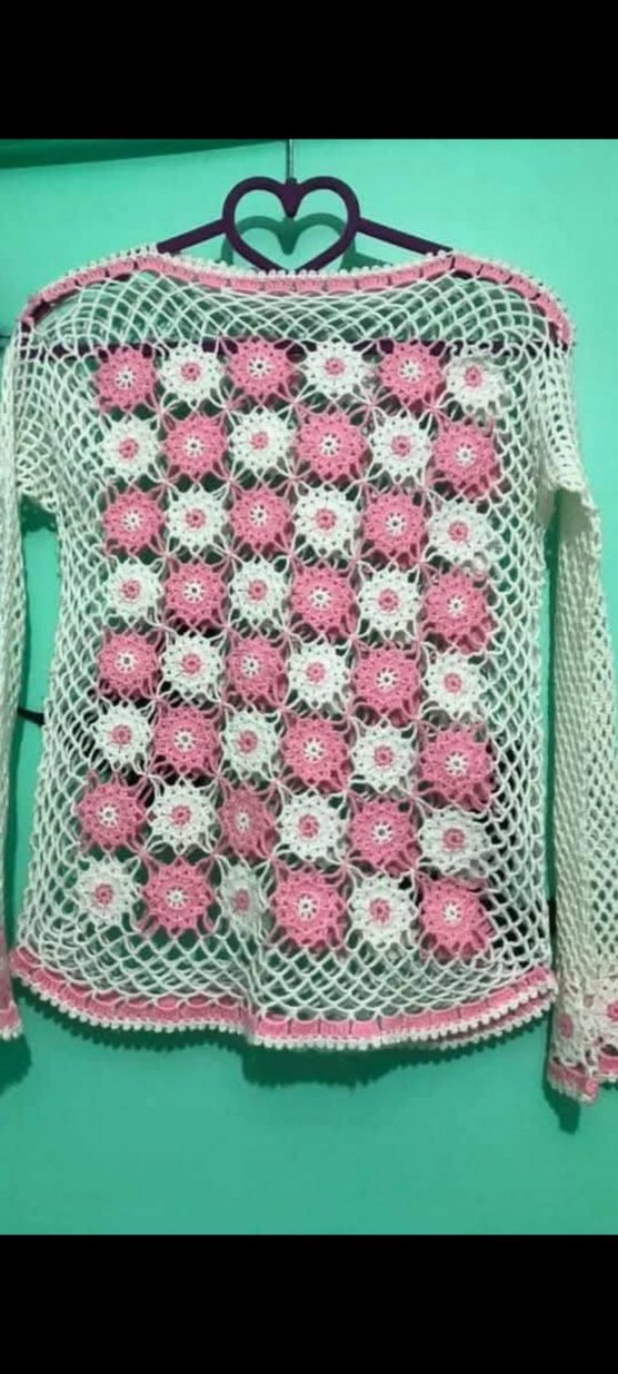 EL EMEĞİ GÖZ NURU, Pembe Dantel Detaylı Bohem Örgü Kazak - Görsel 3