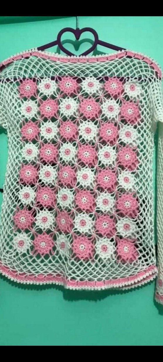 EL EMEĞİ GÖZ NURU, Pembe Dantel Detaylı Bohem Örgü Kazak - Görsel 2