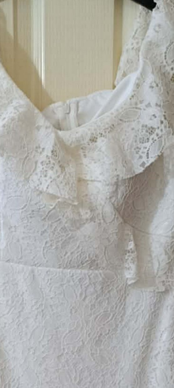 42 BEDEN Dantelli Beyaz  Abiye Elbise - Görsel 4