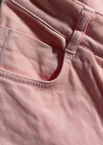 Düğmeli Pembe Kız Denim Pantolon - Görsel 4