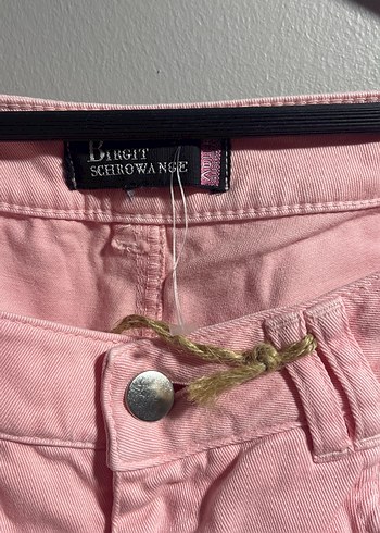 Düğmeli Pembe Kız Denim Pantolon - Görsel 2