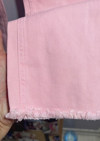 Düğmeli Pembe Kız Denim Pantolon - Görsel 3