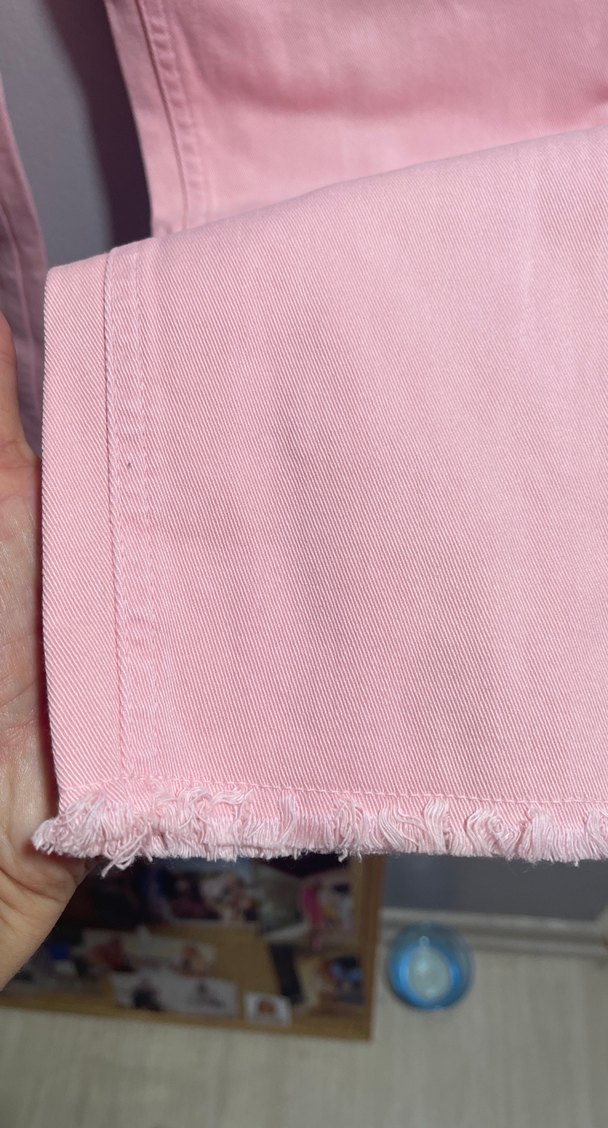 Düğmeli Pembe Kız Denim Pantolon - Görsel 3