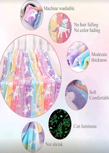 Unicorn Desenli Renkli Battaniye - Görsel 2