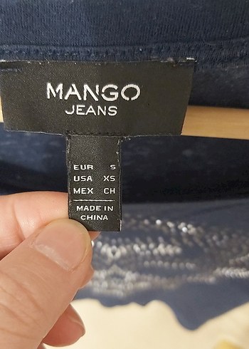 s Beden Mango Mavi Kadın Uzun Kollu Bluz