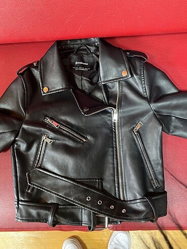 stradivarius kemerli suni deri biker ceket