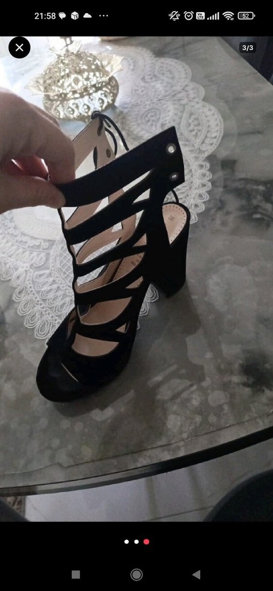 Siyah Yılan Desenli Süet Dolgu Topuklu Kadın Ayakkabı - Görsel 2