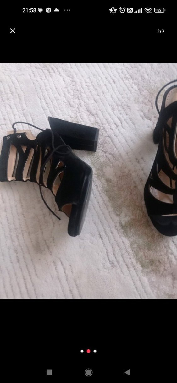 Siyah Yılan Desenli Süet Dolgu Topuklu Kadın Ayakkabı - Görsel 3