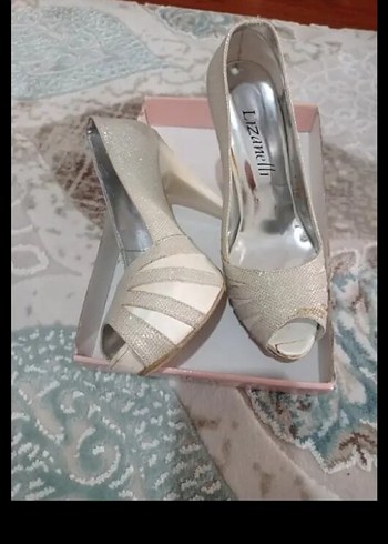 Beyaz Payetli Modern Klasik Topuklu Abiye Ayakkabı - Görsel 2