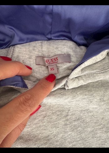 Guess Gri Kapüşonlu Kadın Sweatshirt - Görsel 3