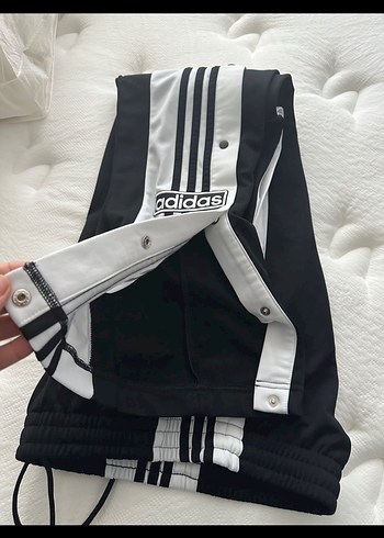 Kadın Siyah Beyaz Düğmeli Spor Pantolon - Görsel 5