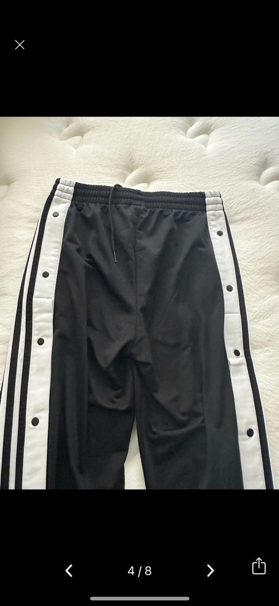 Kadın Siyah Beyaz Düğmeli Spor Pantolon - Görsel 4