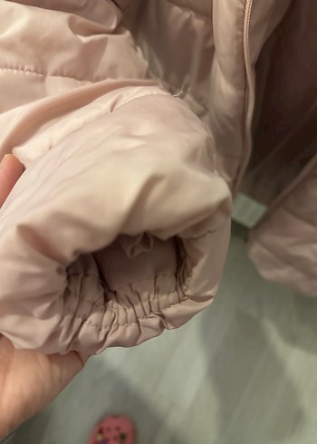 Kız Çocuk Bej Düğmeli Mont - Görsel 5