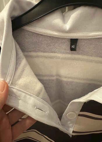 Düğmeli Yakalı Kahverengi Çizgili Kadın Kazak - Görsel 2