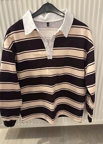 Düğmeli Yakalı Kahverengi Çizgili Kadın Kazak - Görsel 5